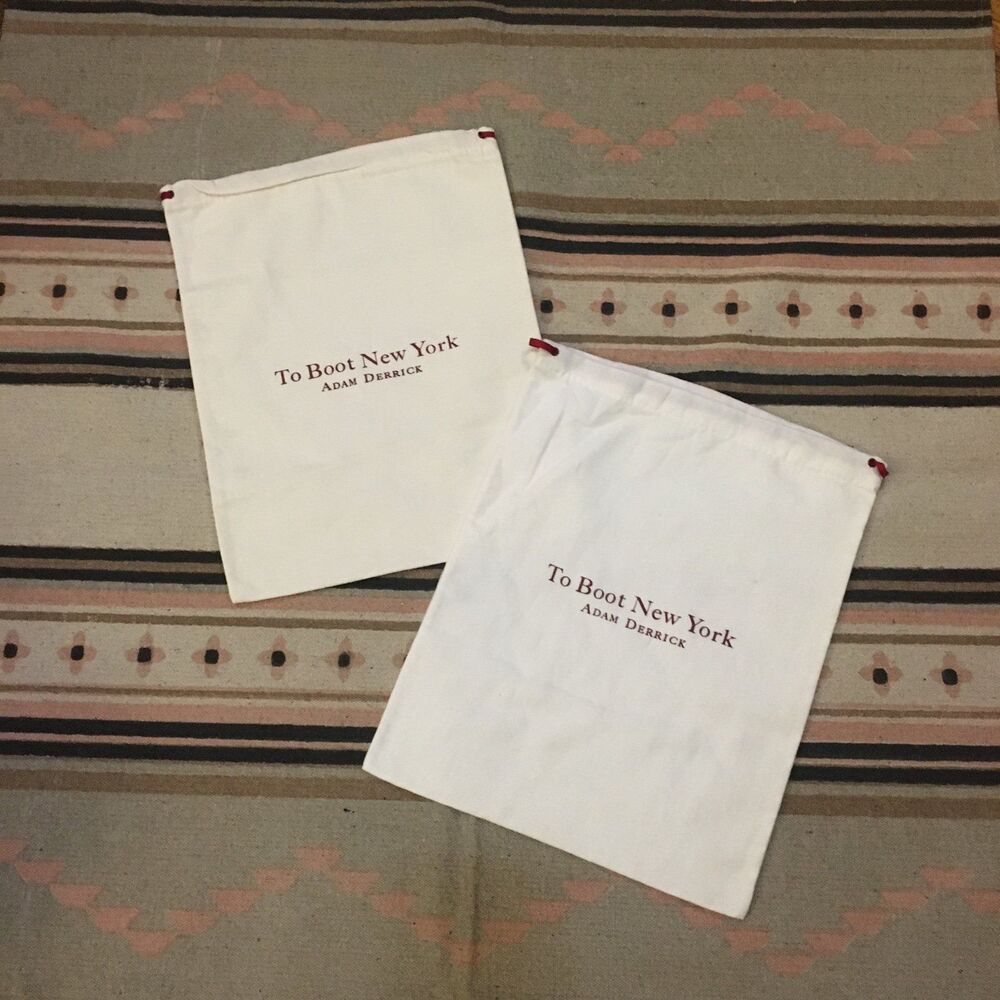 Two (2) To Boot New York Adam Derrick white w/ red drawstring dustbag garment